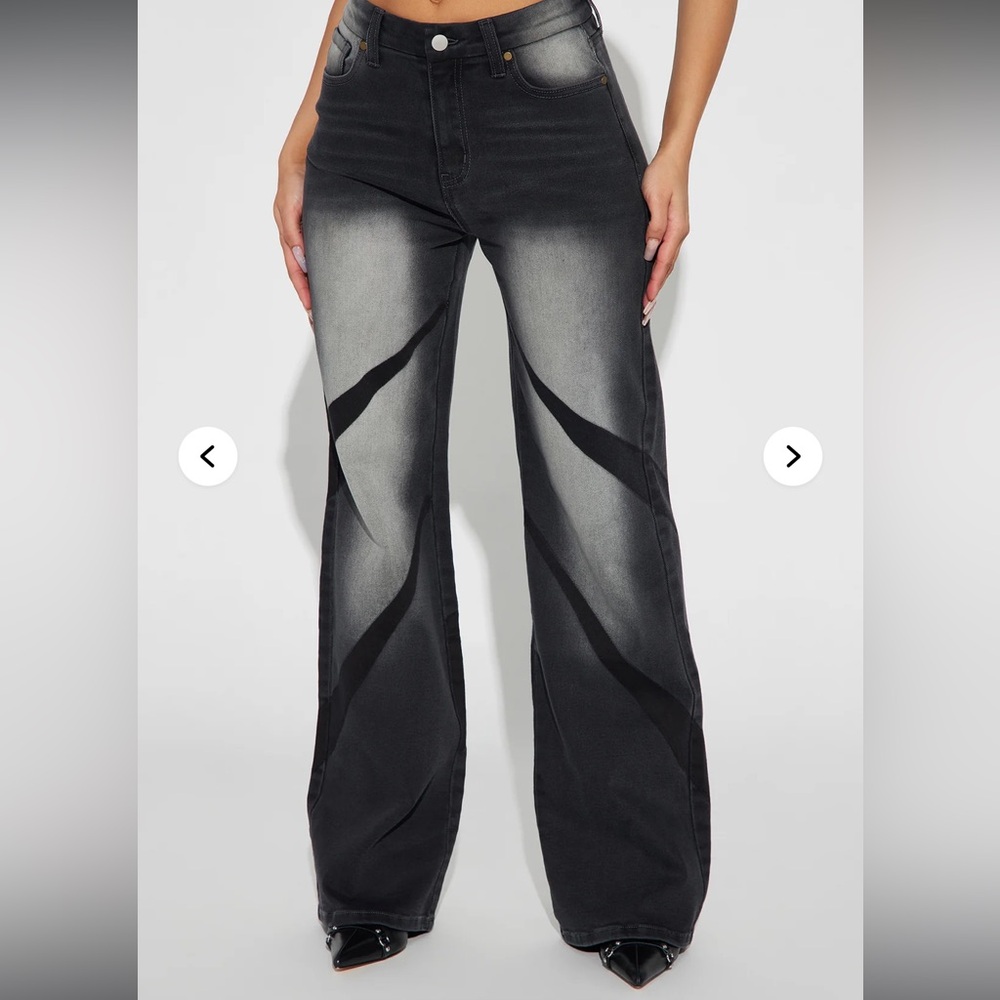 Fashion Nova Black and Gray Flare Jeans